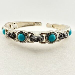 Michael Dawkins Bracelet Cuff Starry Night Turquoise Sterling Silver Cabochon